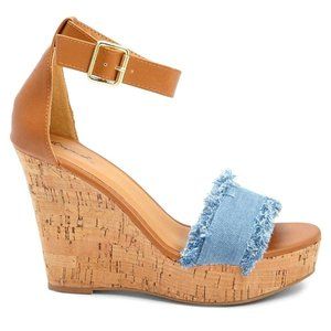 Forever 21 Qupid Denim Wedges in Light Blue